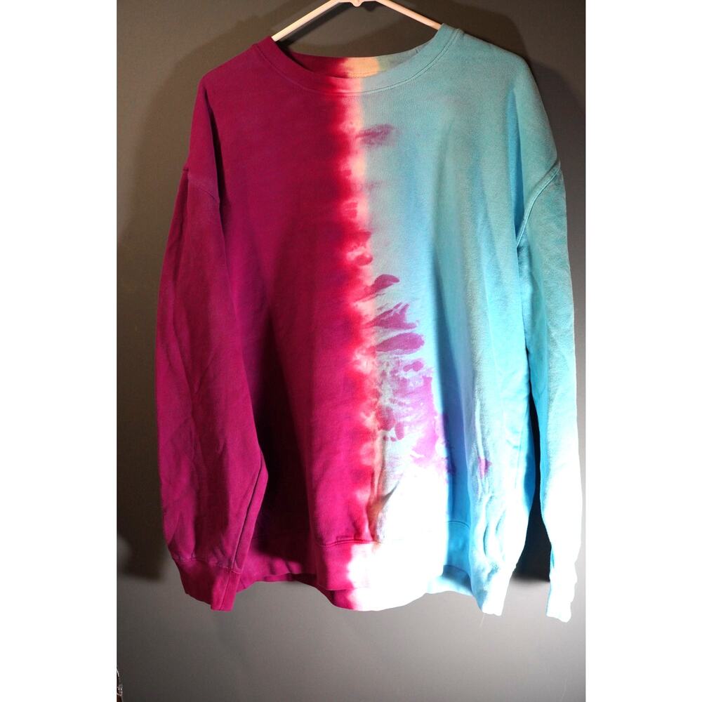 Beimar NWOT Custom Split Half Tie Dye Crewneck Sweatshirt Fleece XL